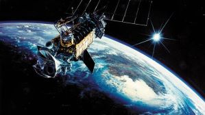 Hunter Killer Satellite Fires Laser Hitting Enemy Communications Satellite.